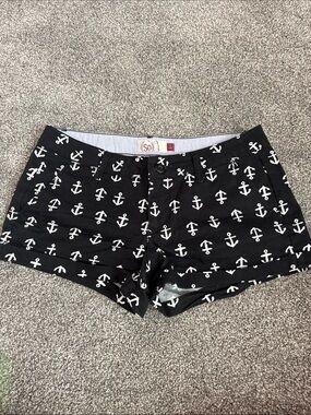 SO Black Jean Shorts with White Anchor Print